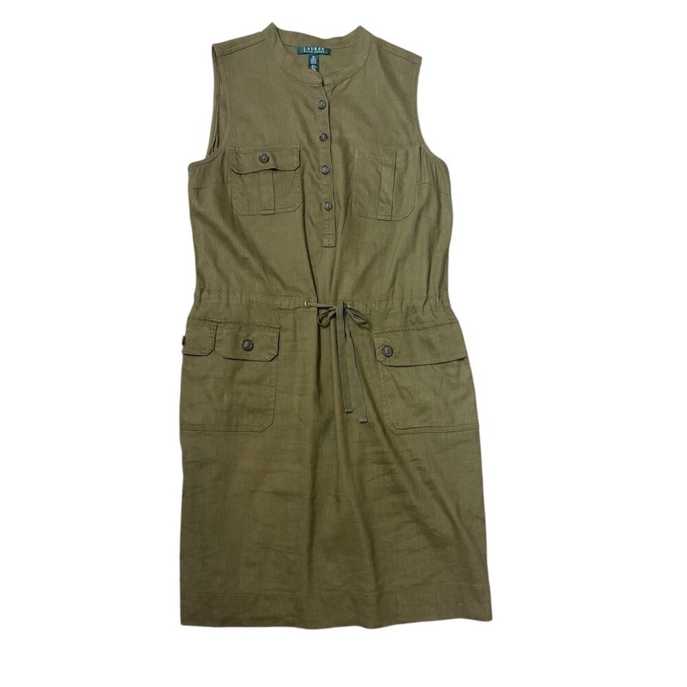 Ralph Lauren Olive Green Sleeveless Utility Mini Dress